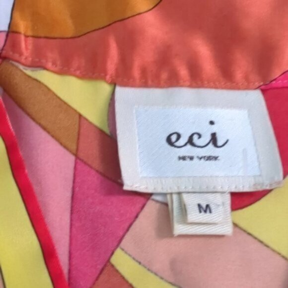 ECI satin retro print sleeveless tie waist blouse - Picture 5 of 7